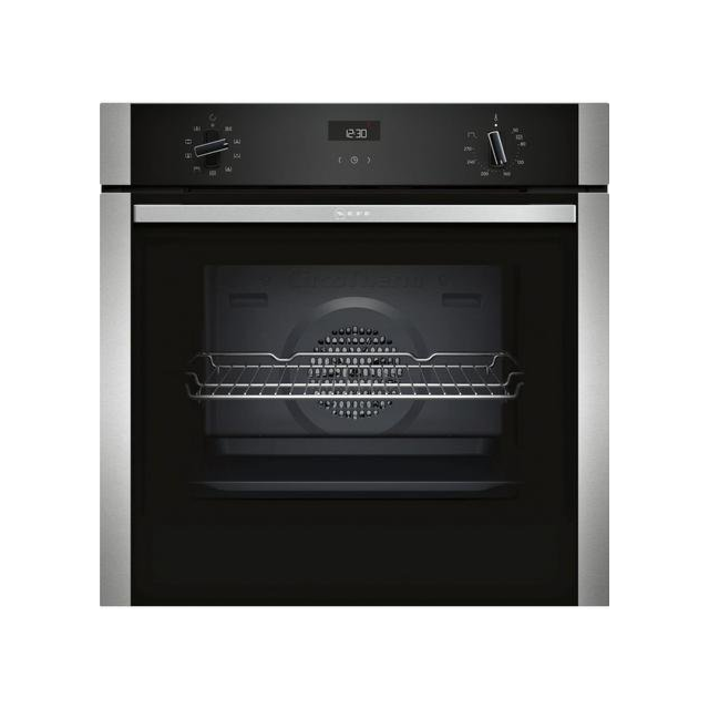 Neff B1ACE4HN0B 59.4cm Built In Electric CircoTherm Single Oven - BLACK/STEEL