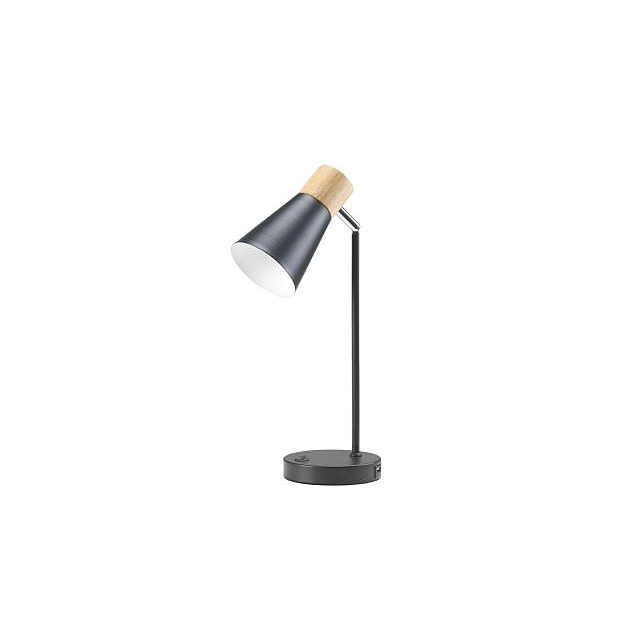 Oaks Lighting Sylva Black Table Lamp With USB 