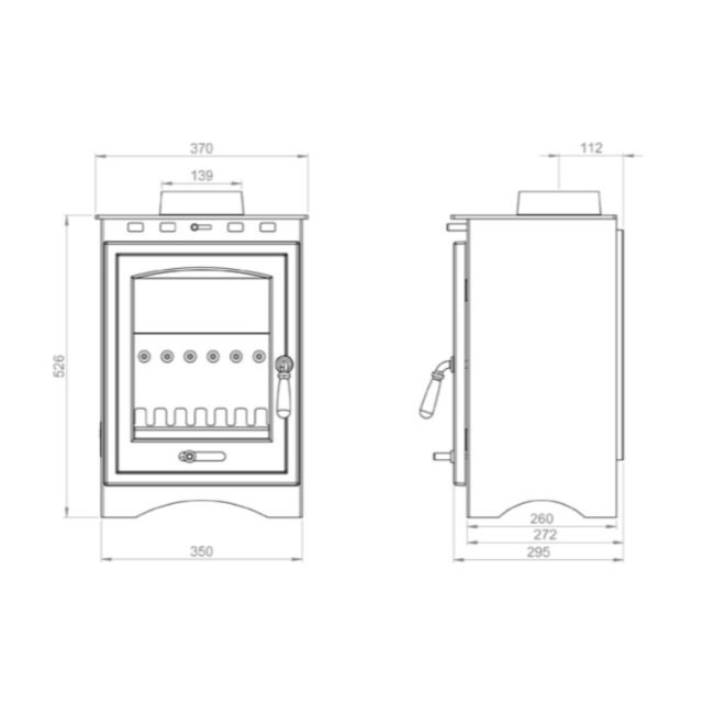 Penman Helios 5 Eco Multi-Fuel Stove - 5Kw - Black - * Including Flue Kit *