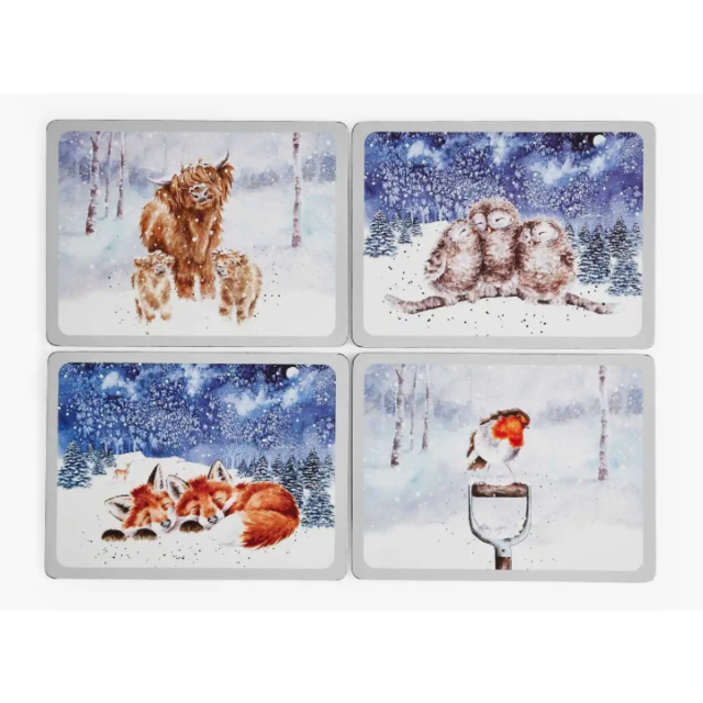 Wrendale Christmas 4 Pack Placemats - Winter Sky