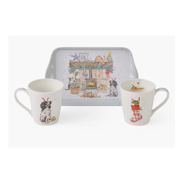 Wrendale Christmas 'No Place Like Home' Mug + Tray Set