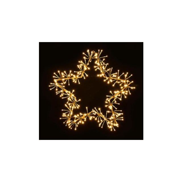 60cm Gold Star Cluster with 240 Warm White LEDs and Timer