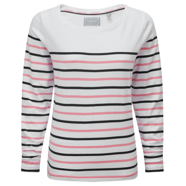 Schoffel Beauport Top - White/ Navy/ Flamingo Stripe