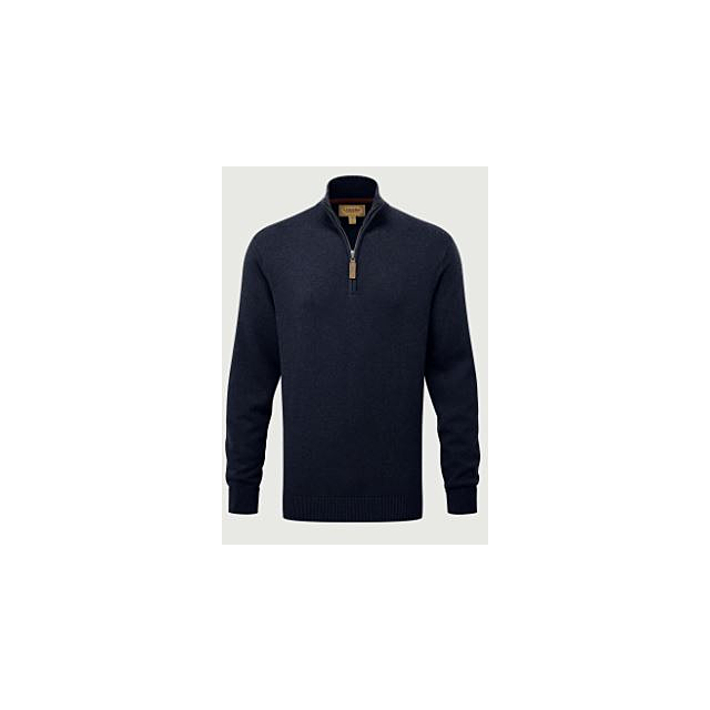 Calton Cotton Cashmere Cable 1/4 Zip Jumper Navy 