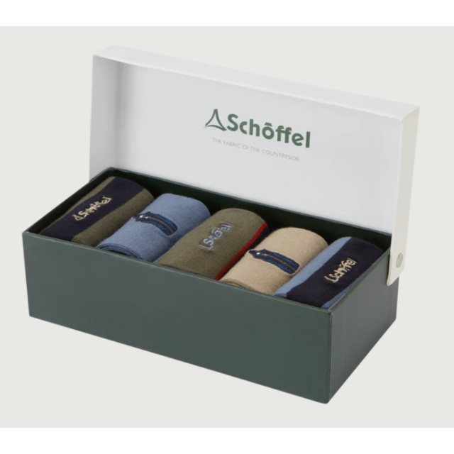 Schoffel Bamboo Sock Box Of 5 - Oakham Mix 