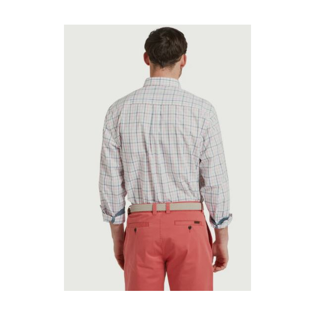 Schoffel Holkham Classic Shirt - Dark Pigeon Blue/Mauve Red