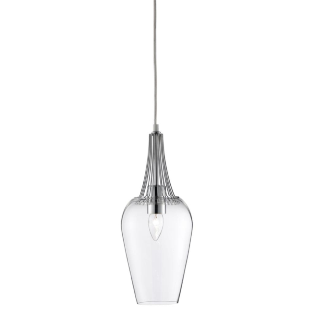 Whisk Ceiling Pendant - Chrome & Clear Glass 