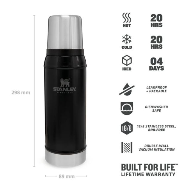 Stanley Classic Vacuum Bottle 0.75L - Matt Black Pebble