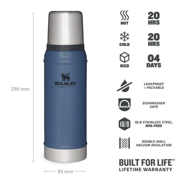 Stanely Classic Vacuum Bottle 0.75L Hammertone Lake