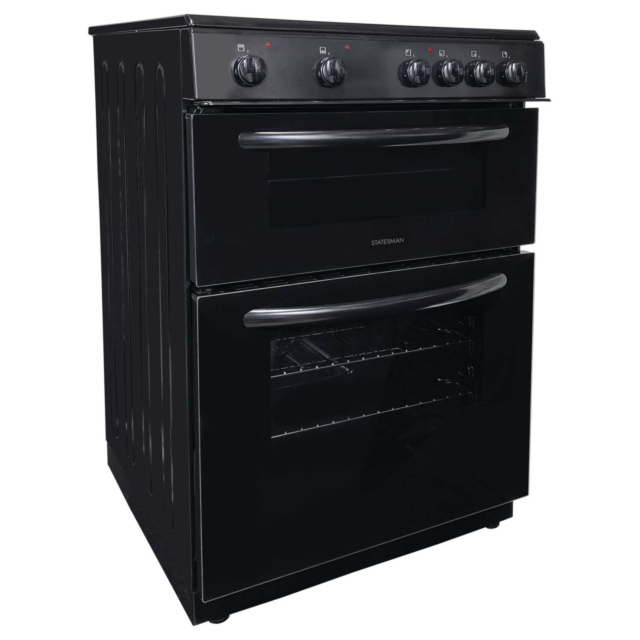 Statesman EDC60B2 60cm Apollo Electric Double Oven with Ceramic Hob - Black
