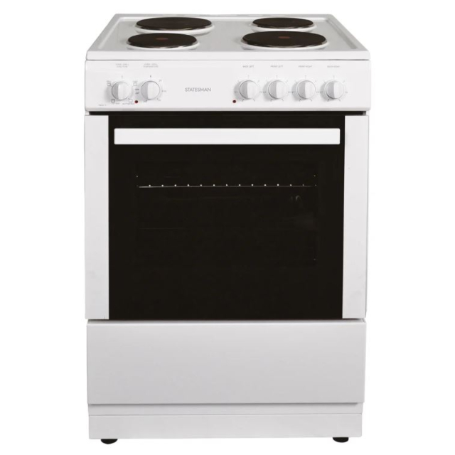 Statesman NAPIER60EW 60cm Single Cavity Electric Cooker with Plate Hob - White