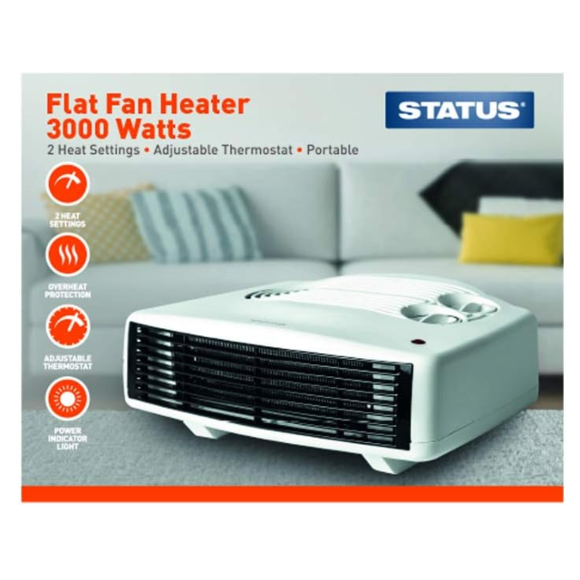 Status FFH1P-3000W Flat Fan Heater 3kW - 2 Heat Settings