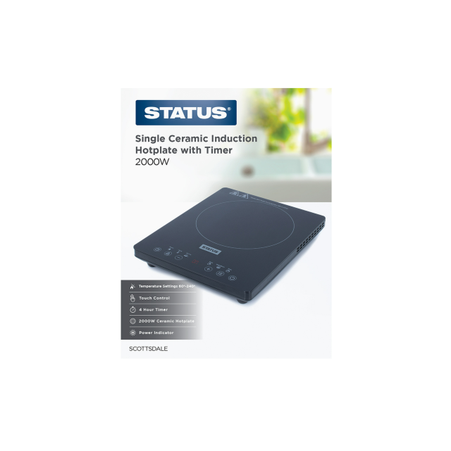 Status SCOTTSDALE Single Induction Hotplate with Timer - 2000W - Black