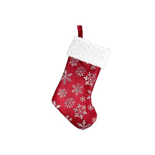 Davies Products Snowflake Velvet Stocking Red