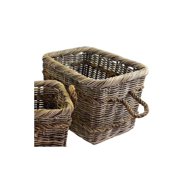 The Brass World RB523M Rattan Double Rope Basket (Rectangular)  - Medium 