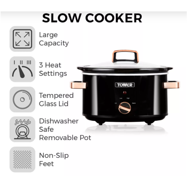 Tower T16018RG 3.5 Litre Slow Cooker - Rose Gold