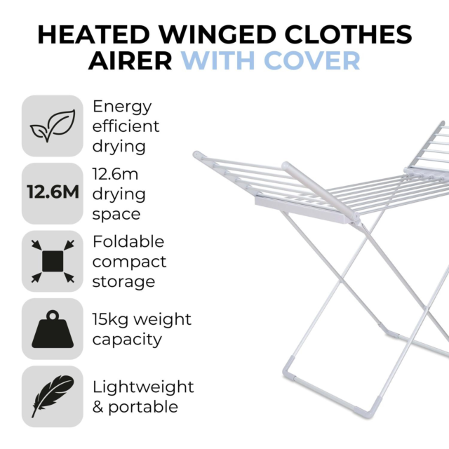 Tower T25003 Heated Winged Airer - Silver Model