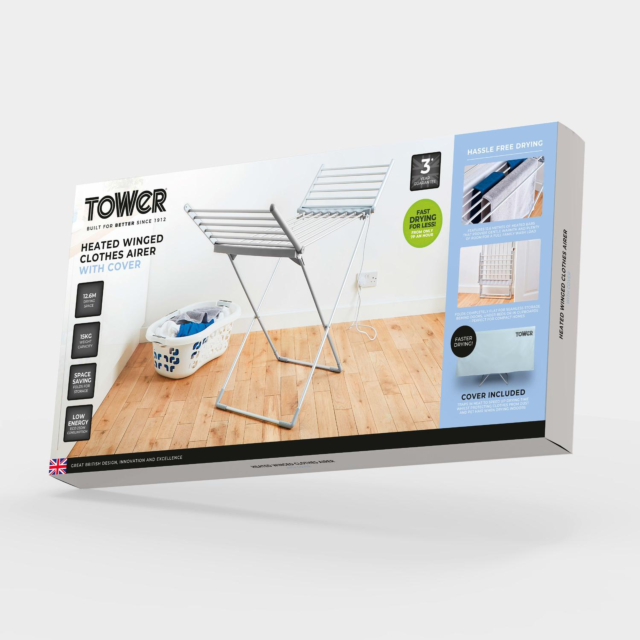 Tower T25003 Heated Winged Airer - Silver Model