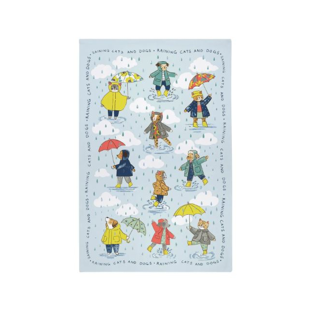 Ulster Weavers Teatowel Cotton Raining Cats + Dogs