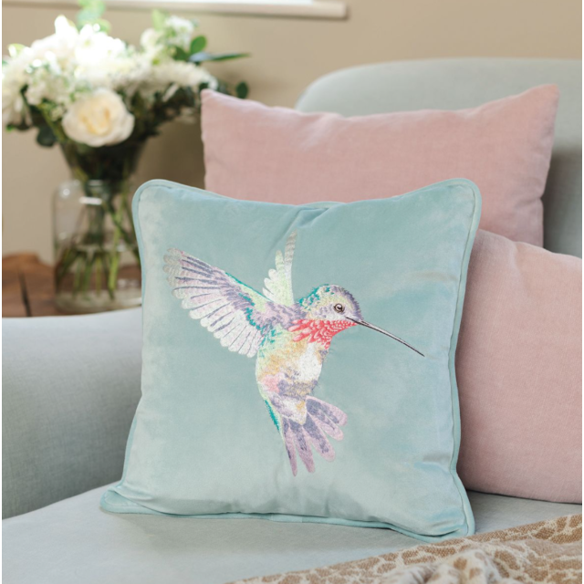 Wrendale Cushion Hummingbird Embroidered