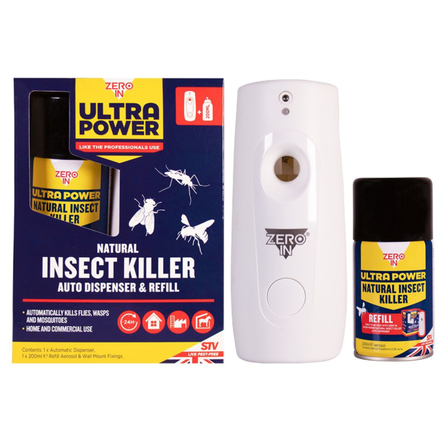 Zero In Ultra Power Natural Flying Insect Killer Auto Dispenser + Refill